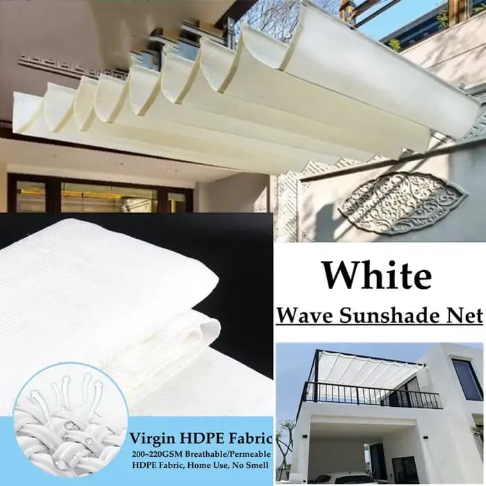 Filet de pare-soleil ondulé télescopique épais de couleur blanche, pour maison, jardin, cour, pavill