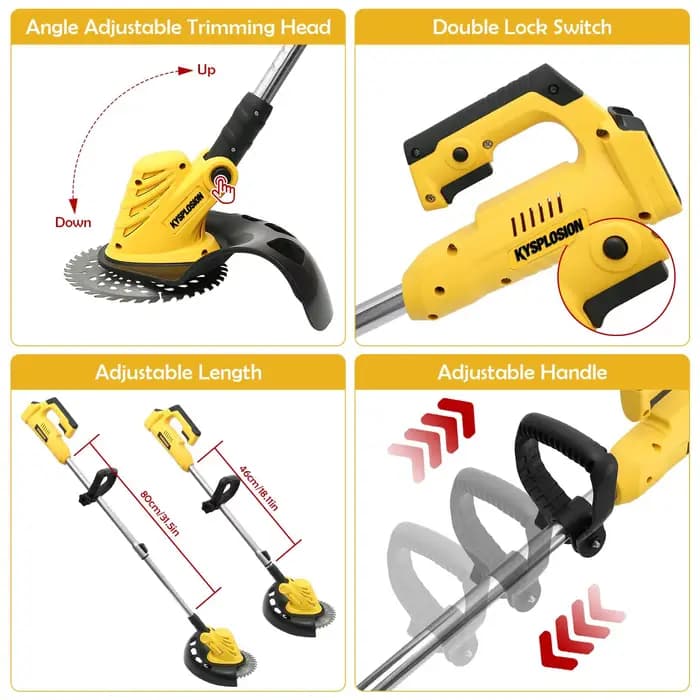 Tondeuse à gazon électrique longueur réglable coupe pliable sans fil jardin