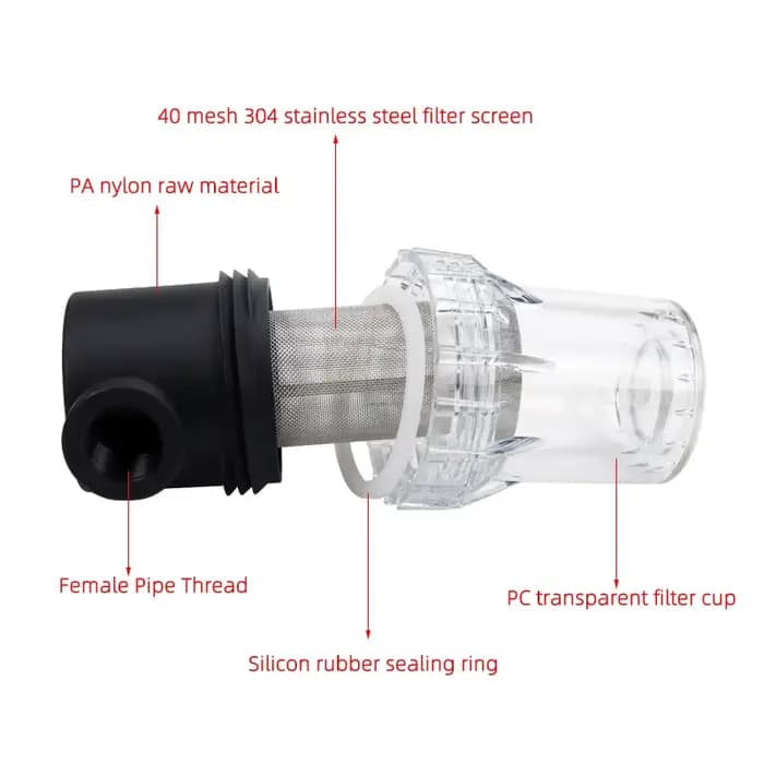 Filtre avant 40 mailles, tuyau d'eau auto-vidant, Filtration 1/2 pouces 3/4 pouces 1 pouce, plastiqu
