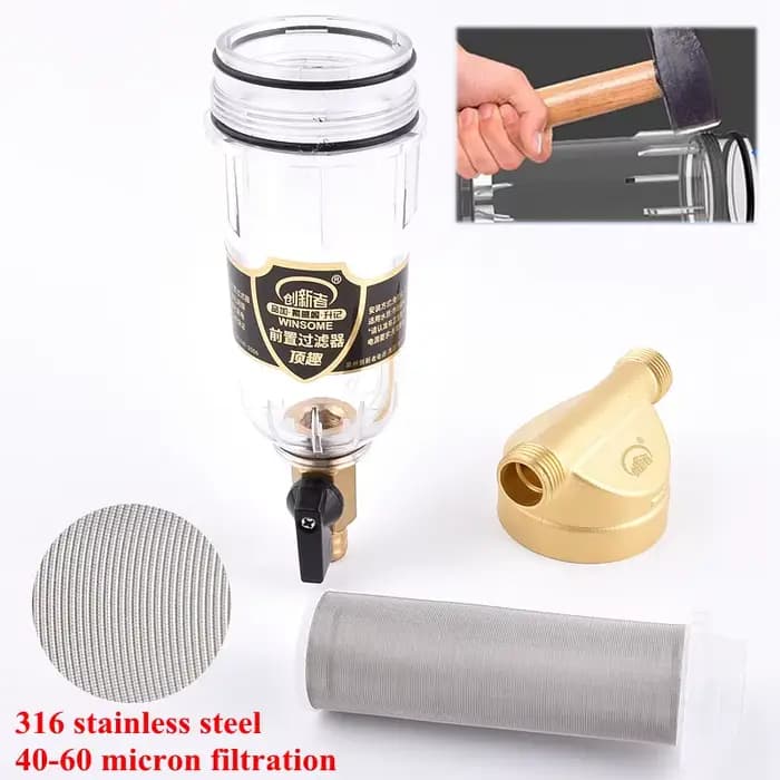 1/2 "3/4" 1 "eau domestique en acier inoxydable pré-filtre en laiton maison filtre de Purification d