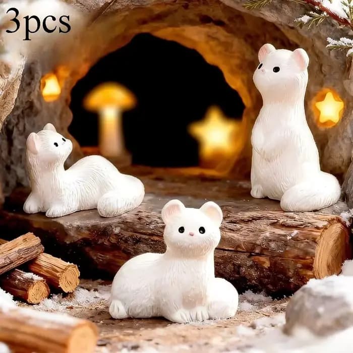 3 pièces de figurines miniatures de frettes mignonnes de dessin animé, décoration de maison DIY, min