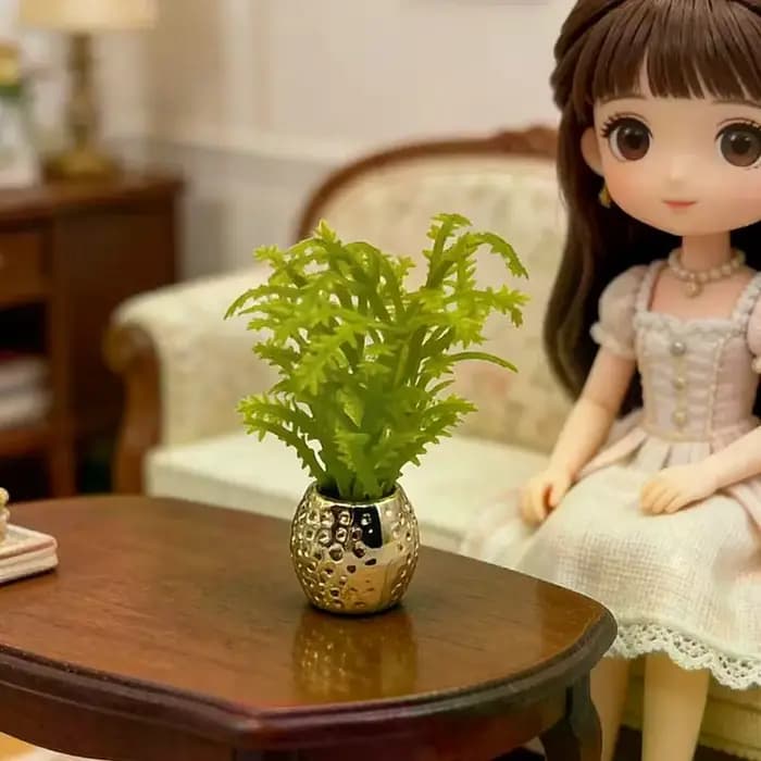Mini plantes vertes en pot pour maison de poupée 1:12