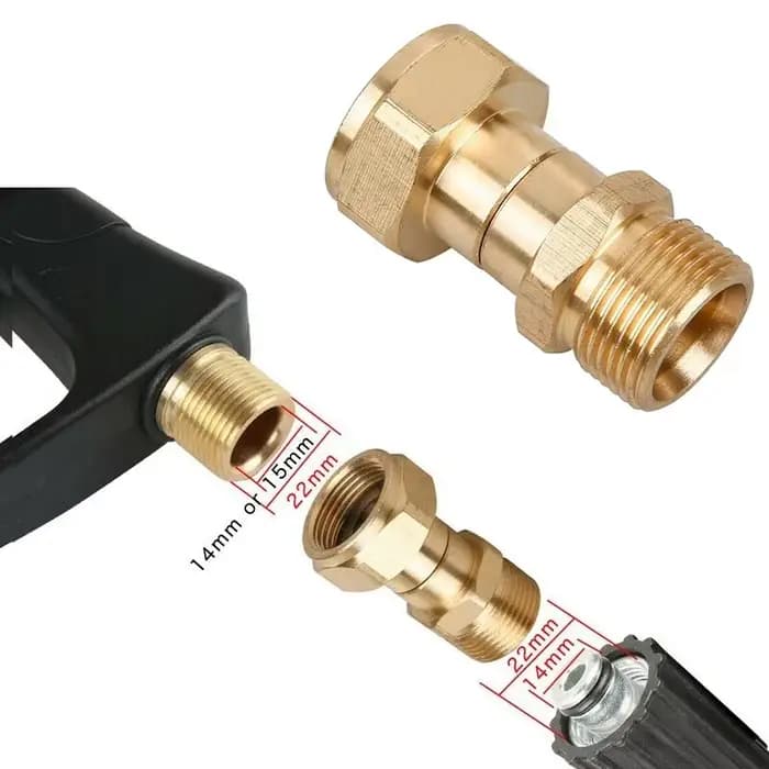 Connecteur de Joint pivotant pour nettoyeur haute pression en laiton, raccord de tuyau M22, filetage