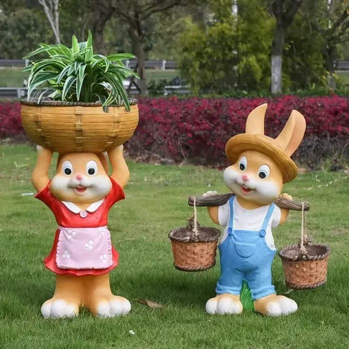 Pot de fleur en résine de lapin de dessin animé