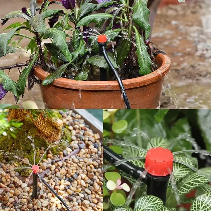 Kit de système d'arrosage automatique d'irrigation goutte-à-goutte de jardin, arroseur 1/4 ''13CM pour Pot de bonsaï, plante, fleur, serre végétale