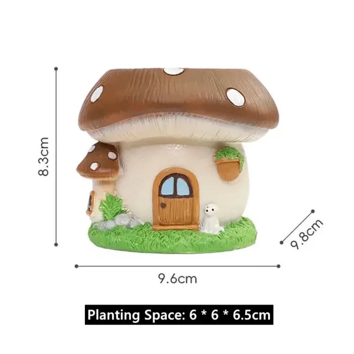 Pot de fleurs créatif style champêtre maison champignon de conte de fées, pour plantes succulentes de bureau, conteneur de plantation en pot, pot de jardinage