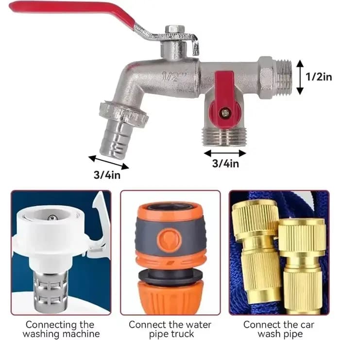 Robinet d'eau en laiton à double assujet, résistant à 90 degrés, tuyau d'extérieur pour HPPatios, vidange de bomicrophone
