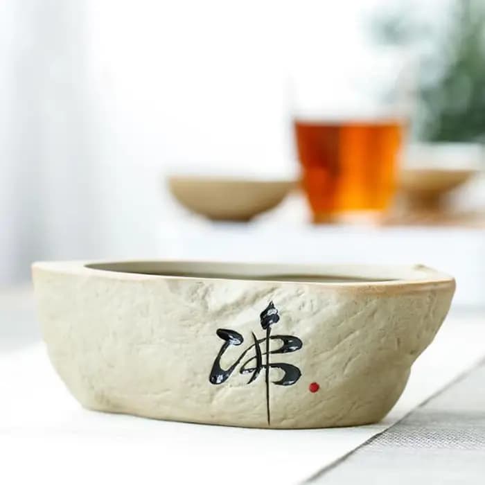 Pot de plantes vertes en poterie grossière Chan rétro créative