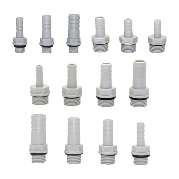 1/8 "1/4" 3/8 "1/2" filetage mâle à 6/8/10/12mm tuyau barbelé connecteur droit en plastique Aquarium