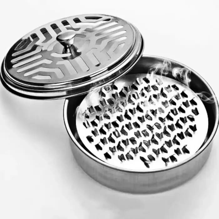 Support pour spirales anti-moustiques en acier inoxydable avec couvercle