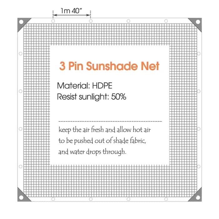 Grille d'ombrage noire avec œillets, bâche en maille, protection solaire de jardin, anti-UV, HDPE 50