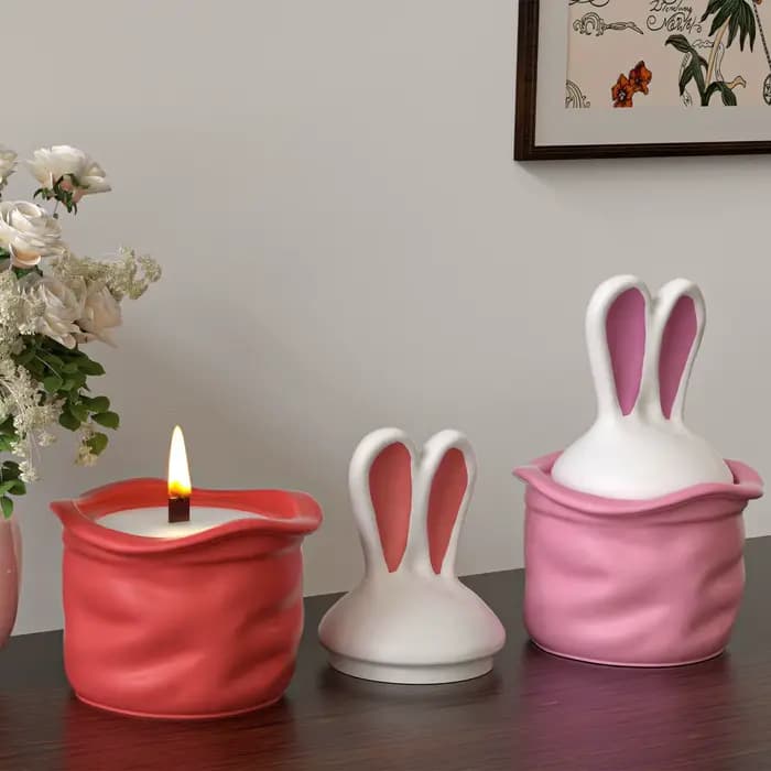 Pot de stockage de lapin à longues oreilles de pâques