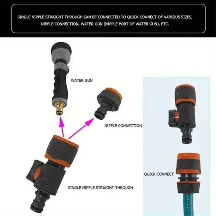 Adaptateur de tuyau d'arrosage à connexion rapide avec robinet d'arrêt - Compatible avec les tuyaux