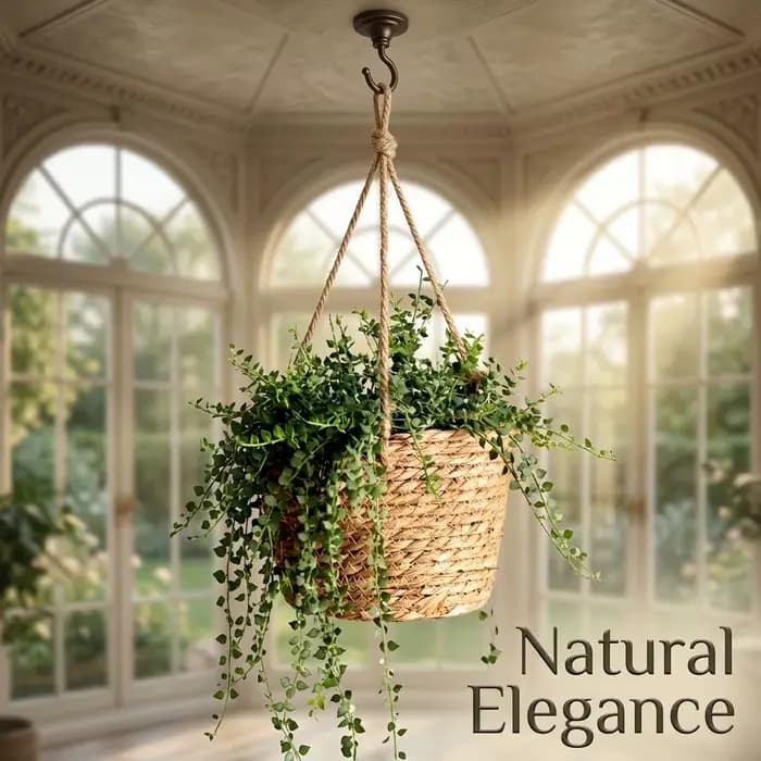 Support de pot de fleurs suspendu en rotin pour plantes d'intérieur et d'extérieur