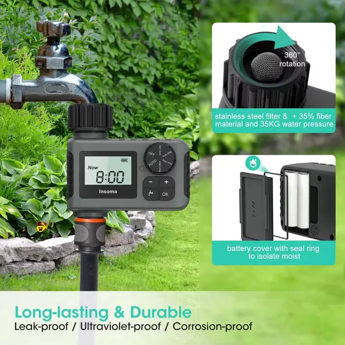 INSOMA-Minuterie d'eau automatique, système d'irrigation intelligent, minuterie d'arrosage, équipeme