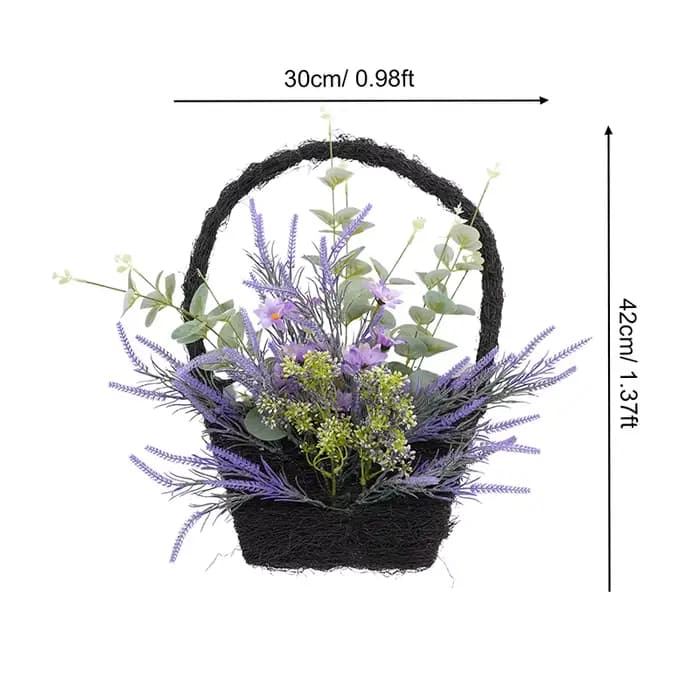 Plante en pot violette, µverte, eucalyptus, fausse plante, centre de table, couronne, guirxiété, L20