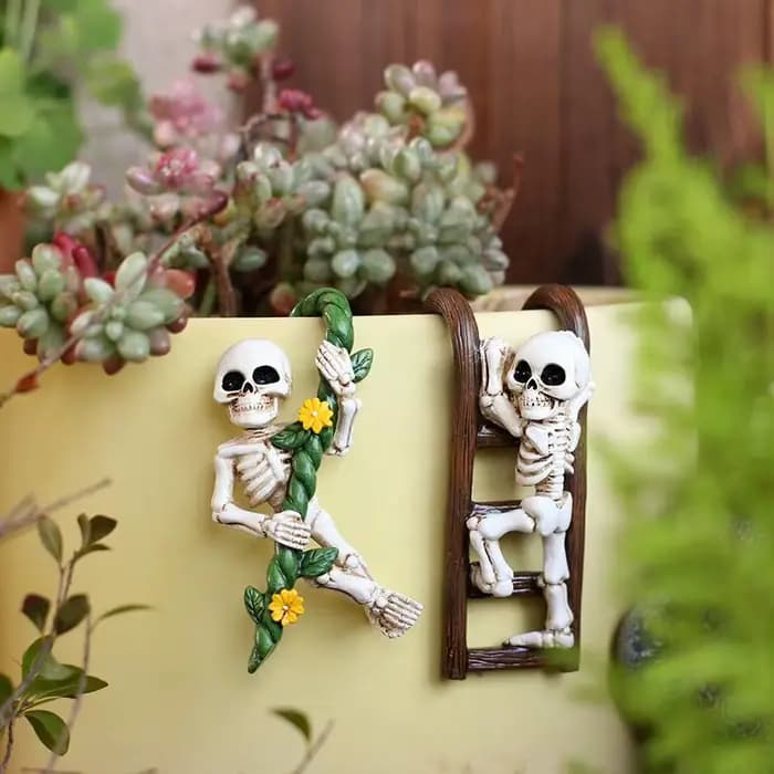 Pot Huggers Ensemble de 2 squelettes décoratifs pour jardinières