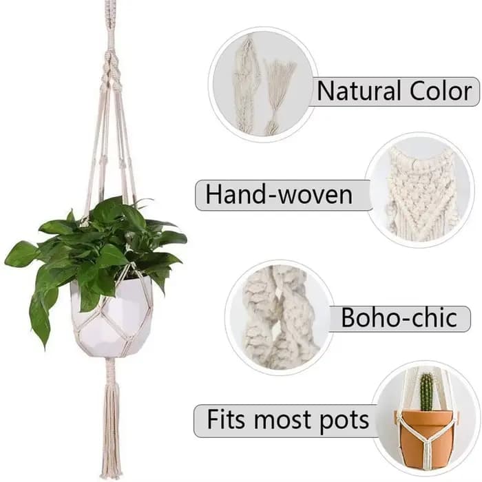 Panier suspendu pour plantes de jardin, corde en coton, panier de fleurs, Pot de jardinière, Pot en