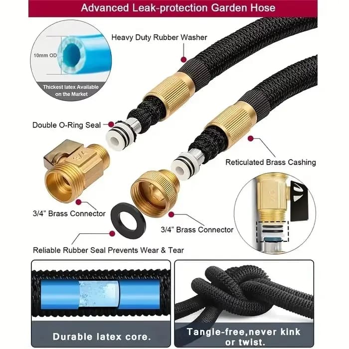 Tuyau d'arrosage haute pression, tuyau magique extensible pour l'arrosage et le nettoyage du jardin,