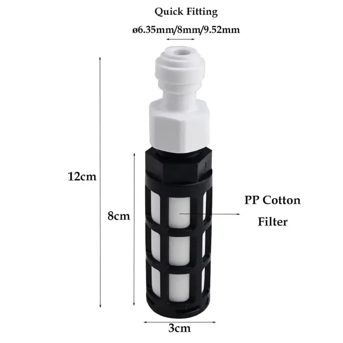 Filtre en ligne auto-amorçant universel 6-10 mm à connexion rapide, pré-filtre en coton PP pour syst