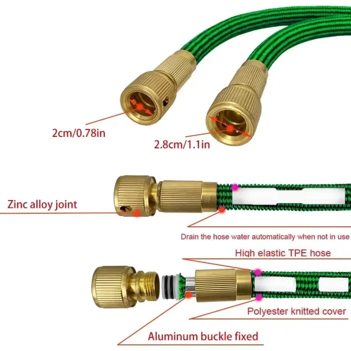 Tuyau d'eau télescopique de jardin, haute pression, tuyau d'arrosage flexible, tuyau extensible, d'a