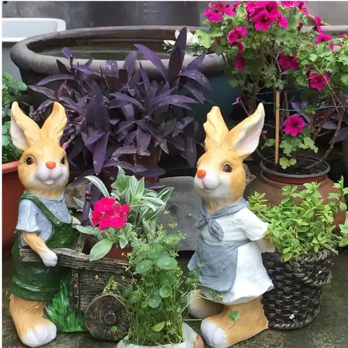 Pot de fleur en résine de lapin de dessin animé
