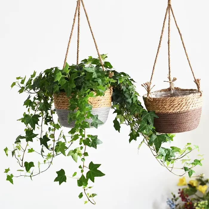 Jardinière suspendue en macramé, panier de rangement pour plantes, corde de Jute tissée, support de