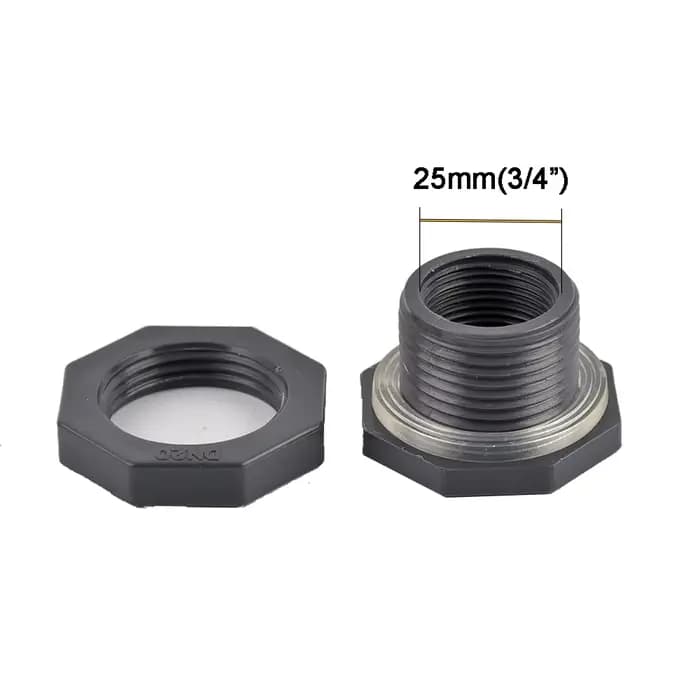 Raccord de cloison en PVC à filetage 3/4, connecteur de tuyau pour baril de pluie, adaptateur de tuy