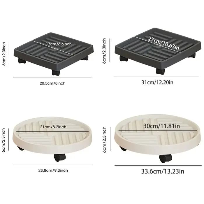 Plateaux de support de Pot de fleur mobiles, plateau de Pot de fleurs multifonctionnel en plastique,