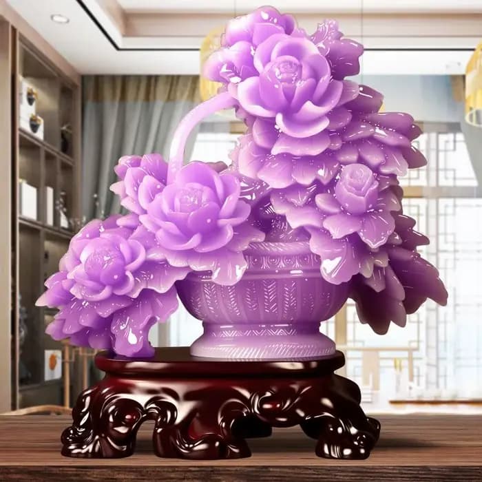 Pot de fleurs violet en résine