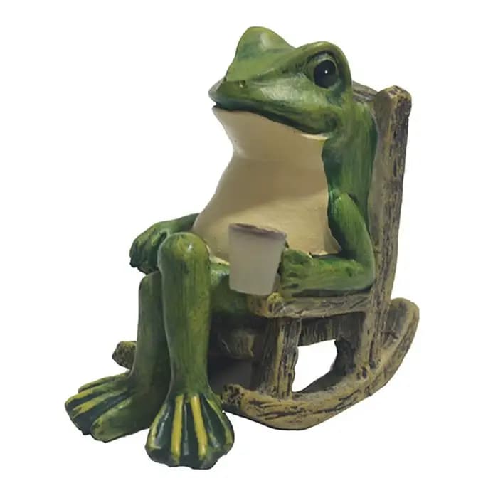 Lampe de nuit solaire étanche en forme de grenouille, style rustique créatif, chaise à bascule greno