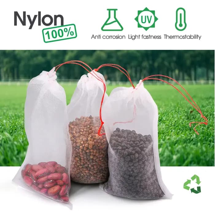 Sacs de protection en nylon réutilisables pour la croissance des fruits, avec ficelle de proximité,