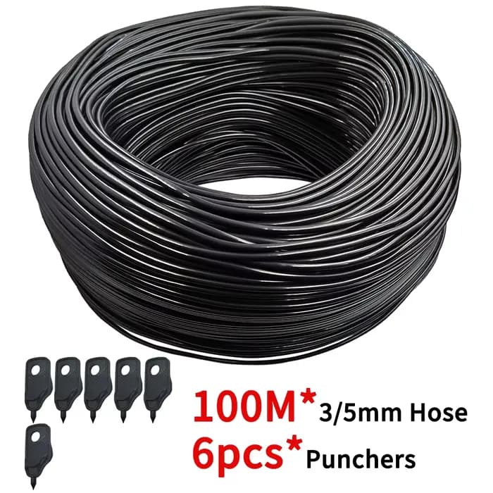 WUJIE-Tuyau d'arrosage de jardin, 5-100m, 3/5mm, 1/8 en PVC, micro tube d'irrigation goutte à goutte