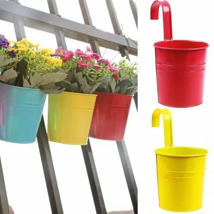 Pot de fleur crochet Pots muraux seau fer porte-fleurs