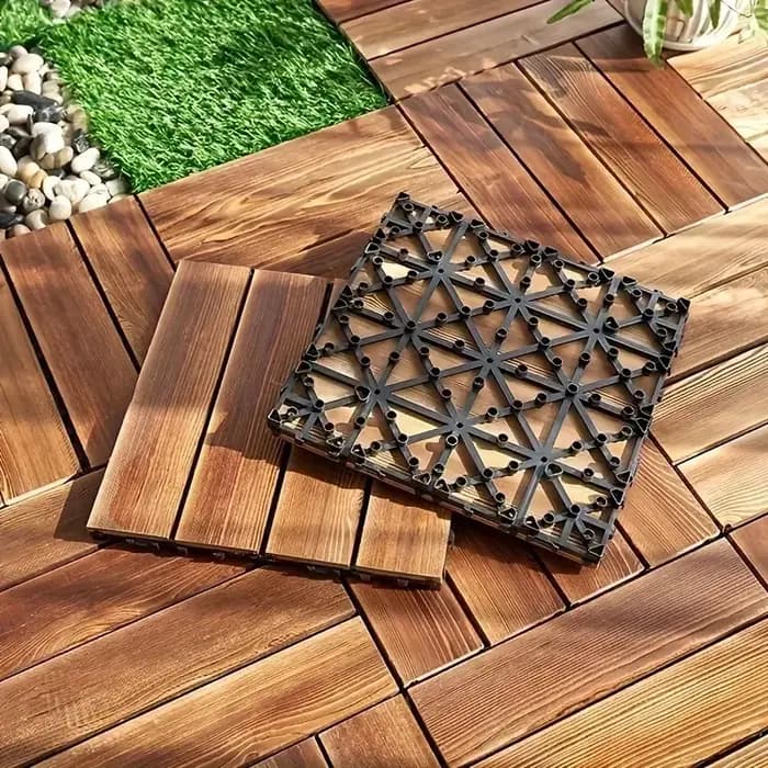 Planches en bois pour balcon et cour, plancher en bois massif satisfait pour jardin, plast en bois a