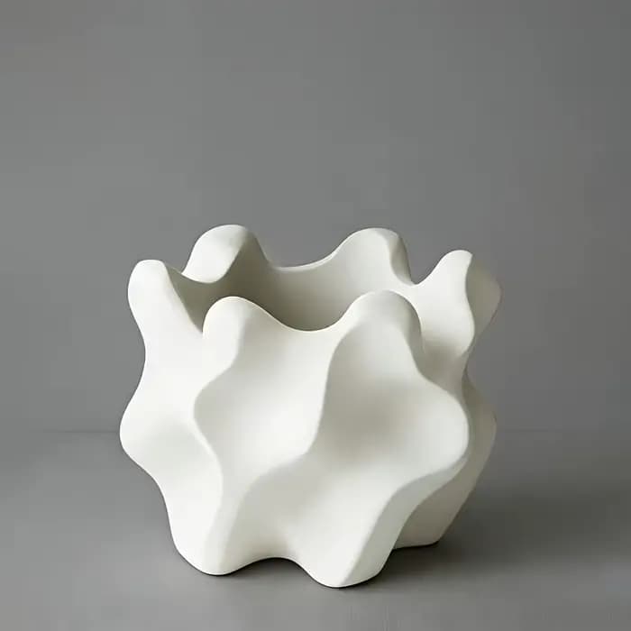 Pot de fleurs géométrique rétro moderne pour intérieur/extérieur avec trou de drainage - Pot de plante de forme