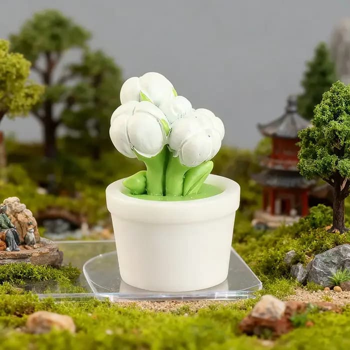 5 pièces de fleurs miniatures réalistes en résine (rose et tulipe) en pot