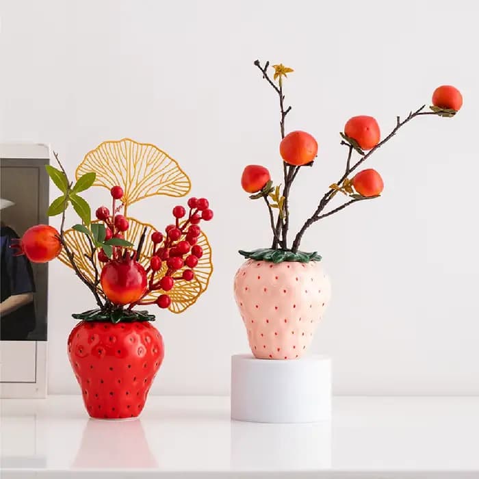 Pot de jardinière en forme de fraise d'inspiration Vintage