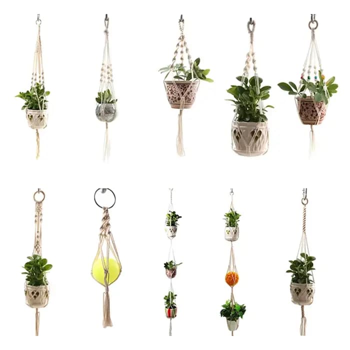 Porte-pot en macramé pour plantes, ULtressée en jute, panier artisanal