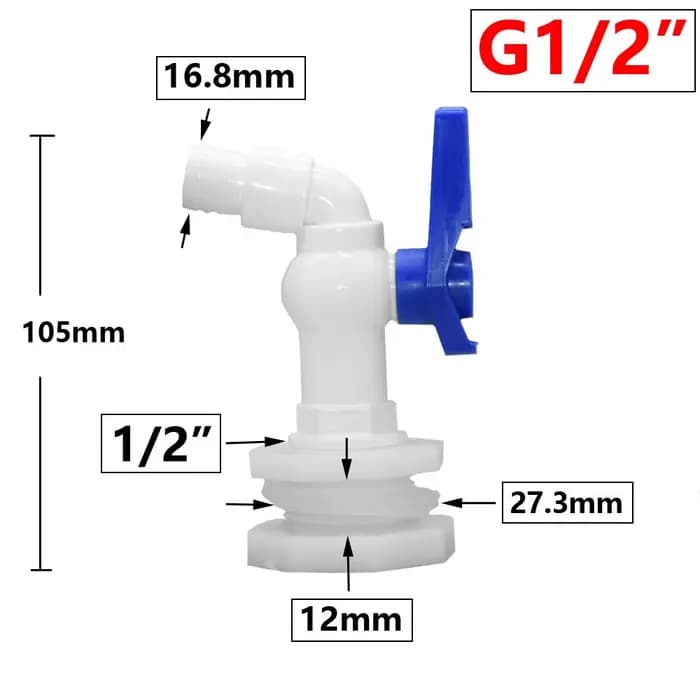 Adaptateur de réservoir IBC à filetage femelle S60, robinet en plastique à filetage 1/2 3/4 ", conne