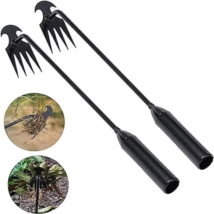 Désherbeur manuel multifonctionnel à 4 dents pour jardin - Outil de désherbage durable et portable pour le jardinage et la culture des légumes