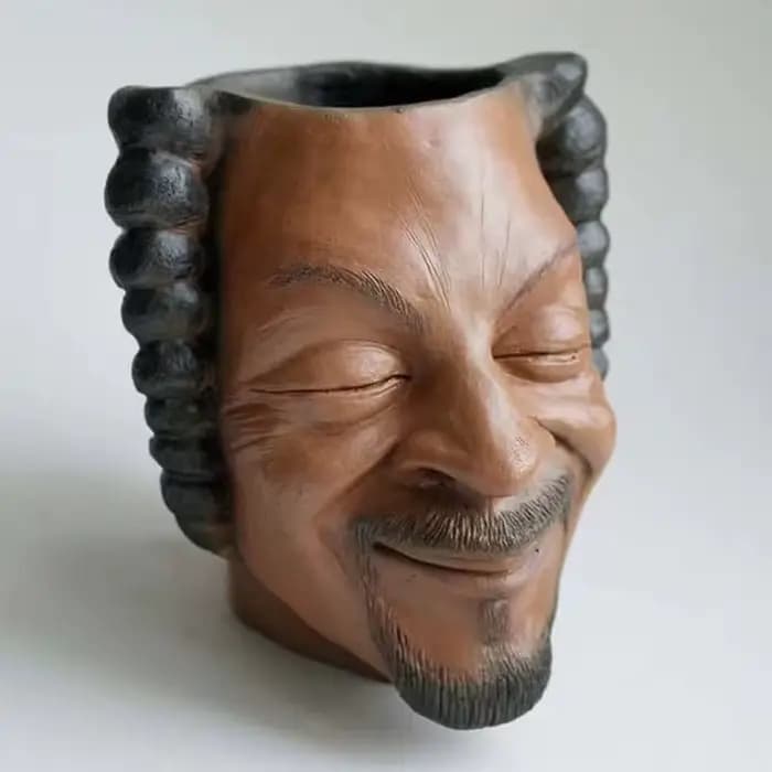 Rappeur Snoop Dogg Pot de fleur visage humain Vase homme sourire