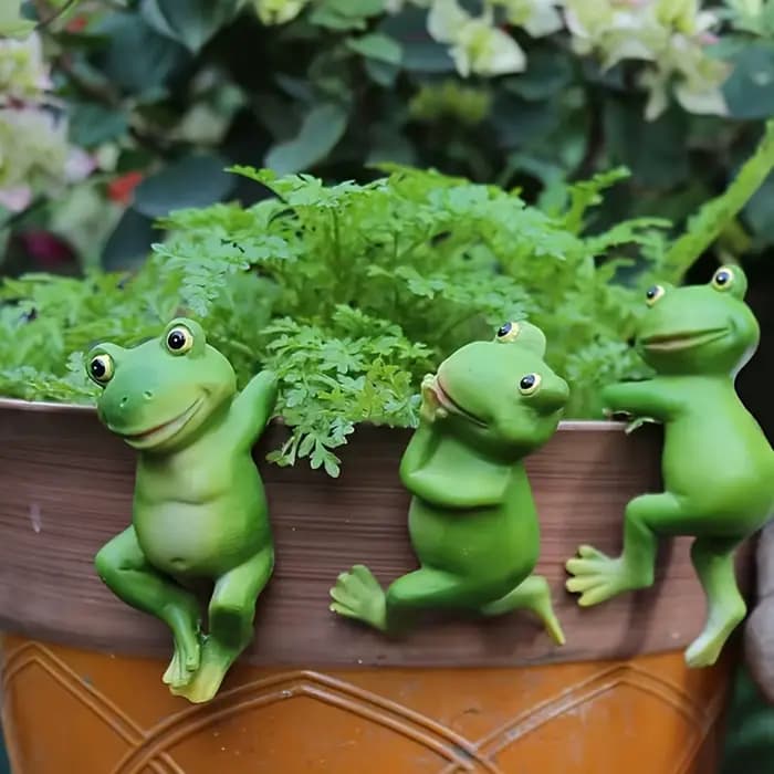 Bonsaï d'art de jardin, 3 pièces, ornements décoratifs créatifs, dessin animé animal grenouille, pot