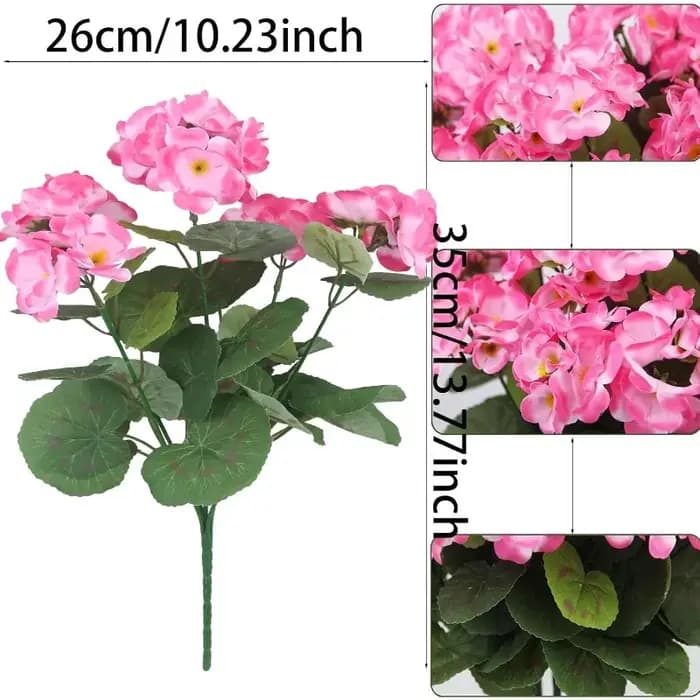 Bouquet de 3 Géraniums Artificiels pour la Décoration Intérieure
