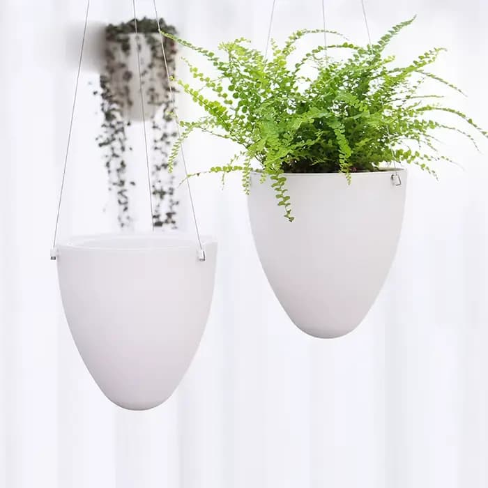 Nouveau bassin suspendu en forme d'œuf blanc Pots de fleurs Pot