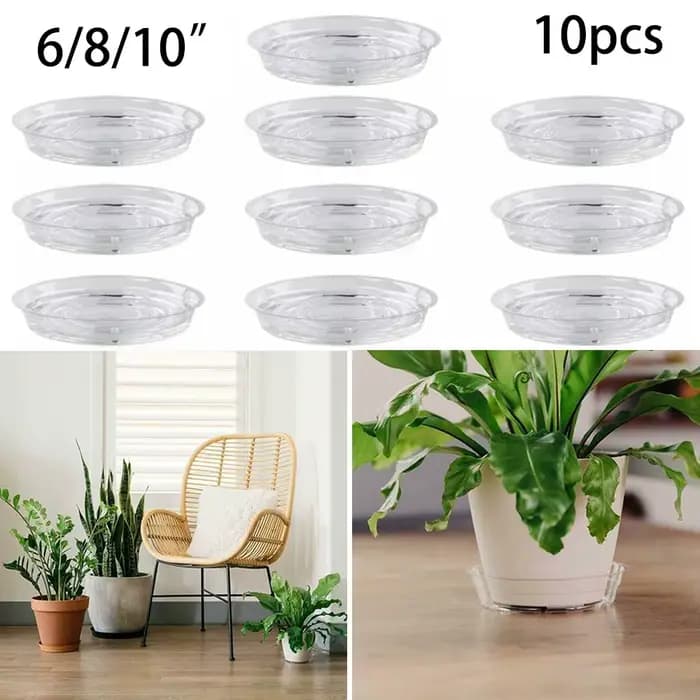 Soucoupe pour plantes de jardin, plateau d'égouttement transparent en plastique, Pot de fleur rond,