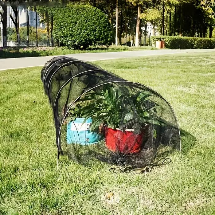 Tunnel pliable en maille noire, Protection UV, barrière contre les oiseaux et les insectes pour ferm