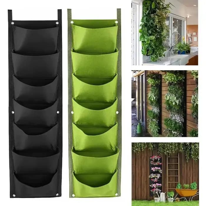 Sac de plantation vertical en tissu feutré, 7 poches, jardinière de jardin extérieure, pot de fleurs
