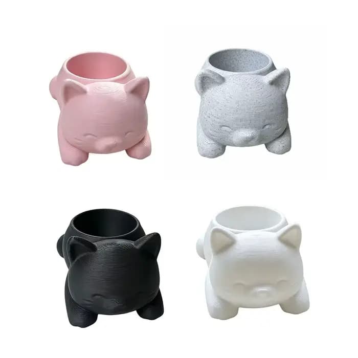 Pot de fleurs créatif imprimé en 3D en forme de chat