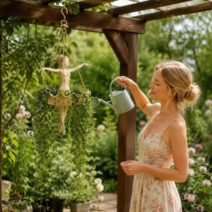 Lot de 3 pots suspendus en résine, motif ballerine élégante et artistique, pour plantes grimpantes et succulentes